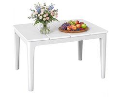 Outsunny Koffietafel van Kunststof - Tuintafel - Bijzettafel - Terrastafel - Cremekleurig