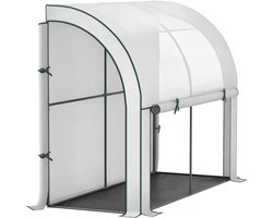 Outsunny-Kunststoff, Stahl-Weiß-200L x 80B x 157H cm-Gewächshaus