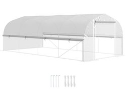 Outsunny-Kunststoff, verzinkter Stahl-Weiß-595L x 300B x 200H cm-Gewächshaus