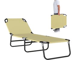 Outsunny - Ligbed - 5 Standen - Inklapbaar - Creme