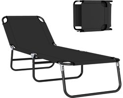 Outsunny - Ligbed - 5 Standen - Inklapbaar - Zwart