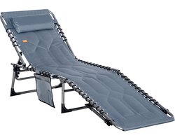 Outsunny - Ligbed - 5 Standen - met Kussen - Polyester - Grijs