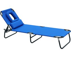 Outsunny - Ligbed - met hoofdsteun - Inklapbaar - Oxford stof - Blauw