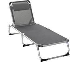 Outsunny - Ligbed - met Kussen - Verstelbare Rugleuning - Opvouwbaar