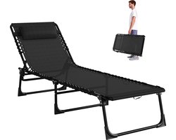 Outsunny ligbed opvouwbaar - staal - zwart