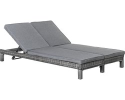 Outsunny - Ligbed - voor 2 personen - 5 standen - Metaal - Grijs