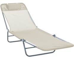 Outsunny - Ligbed - voor Buiten - met Kussen - Inklapbaar - Creme