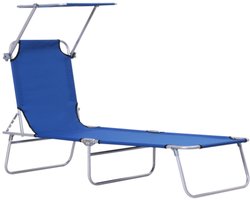 Outsunny ligstoel met dak, opvouwbare tuinligstoel met 4-voudig verstelbare rugleuning, campingligstoel voor balkon, Oxford materiaal