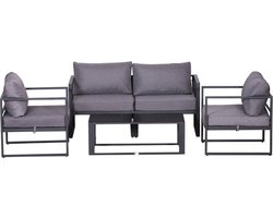 Outsunny - Loungeset - Aluminium - Polyester - Grijs