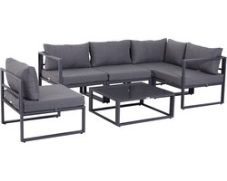 Outsunny - Loungeset - met Kussen - Aluminium - Polyester - Grijs