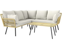 Outsunny-Modulaire Bank-112x63x74cm-Hars Wicker-Crème