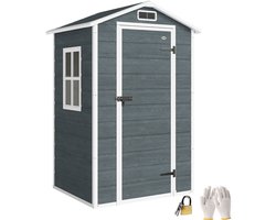 Outsunny Opbergschuur voor Tuin-Kunststof, Aluminium-128L x 104B x 196H cm-Grijs