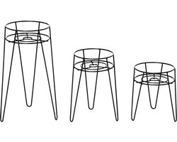 Outsunny plantenstandaard - set van 3 - staal - 26L x 23B x 42H cm