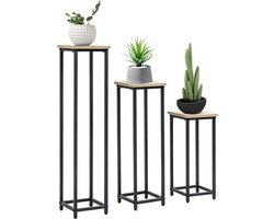 Outsunny plantenstandaard - set van 3 - staal - zwart