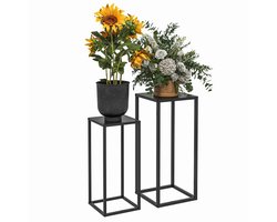 Outsunny plantenstandaard - staal - 31L x 31B x 65H cm - zwart