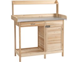 Outsunny plantentafel - Vurenhout - 112x48x125cm - Natuurlijk hout