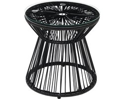Outsunny Rattan bijzettafel - Geweven hars imitatie rotan - 40x40x42cm - Zwart