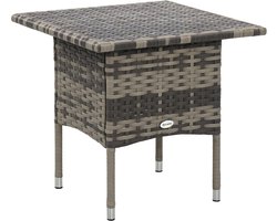 Outsunny Rattan bijzettafel - Geweven PE-hars - 50x50x47cm - Grijs