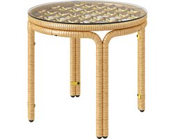 Outsunny rattan bijzettafel - staal, PE-rattan - Ø50 x 44H cm - geel
