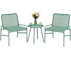 Outsunny Rattan Bistro Set - Geweven hars, gegalvaniseerd staal - 58 x 67 x 75 cm - Groen