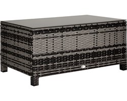Outsunny Rattan Salontafel - Metaal - 85x50x39cm - Grijs