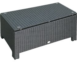 Outsunny Rattan Salontafel - Metaal - 85x50x39cm - Zwart