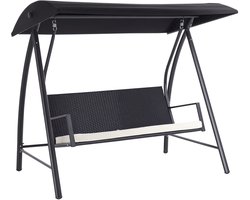 Outsunny Rattan Schommelstoel Metaal, PE Polyrattan 198L x 124B x 179H cm Zwart