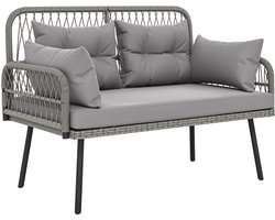 Outsunny Rattan Tweezitsbank - Gegalvaniseerd staal - 115x61x82cm - Donkergrijs