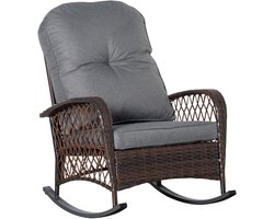 Outsunny Rieten Schommelstoel Staal, PE-Rattan, Polyester, Schuim 75L x 98B x 91H cm Bruin