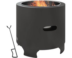 Outsunny rookvrije kachel - Metaal - 45x45x40cm - Zwart