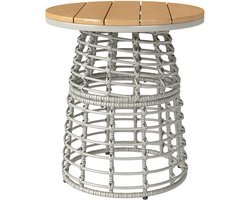 Outsunny-Rotan bijzettafel-Rotan-achtig geweven hars-45x45x50cm-Grijs