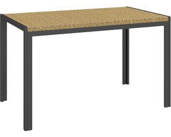 Outsunny-Rotan eettafel-Gevlochten hars-120x70x72cm-Beige