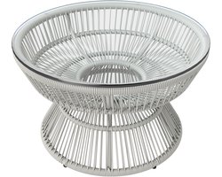 Outsunny-Rotan salontafel-PE rotan-60x60x37cm-Lichtgrijs