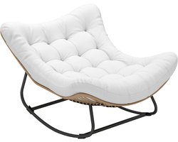 Outsunny Rotan Schommelstoel - Staal - 98x111x74cm - Crème
