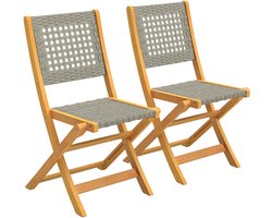 Outsunny Rotan Stoelenset 2-delig - Opvouwbare Tuinstoelen - Loungestoelen Balkon - Grijs