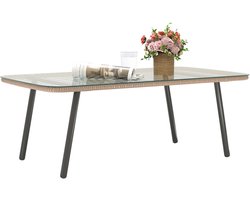 Outsunny Rotan Tafel - Hars Wicker - 110x60x40cm - Natuurlijk Hout