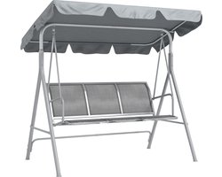 Outsunny - Schommelbank - 3-Zits - met Dak - Metaal - Lichtgrijs