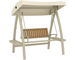 Outsunny- Schommelbank - met Dak - en Zijtafel - Beige