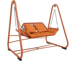 Outsunny Schommelbank-Metaal, Polyester-174L x 120B x 162H cm-Terracotta