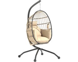 Outsunny Schommelstoel-Staal, Polyester-120L x 88B x 192H cm-Khaki