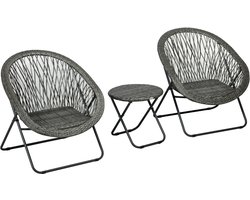 Outsunny Sofa Salonset - Staal - 76x77x78cm - Grijs