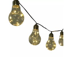 Outsunny Solar Tuinverlichting op Zonneenergie - Kerstverlichting - 20 LED Lichtsnoer Buiten - 3.8 m Verlicht + 2 m Snoer - Buitenverlichting Lichtslinger - Lichtsnoeren - Warm Wit - Set van 2.