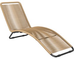 Outsunny Sonnenliege aus Polyrattan, Gartenliege mit UV-Schutz, wetterfest Liege 120 kg belastbar, Relaxliege Liegestuhl Gartenmöbel für Garten, Balkon, Outdoor, 176 x 58 x 82 cm, Naturholz