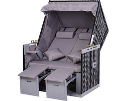 Outsunny - Strandstoel met kap - Hout - Polyester - Grijs