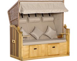 Outsunny - Strandstoel met kap - Voetsteun - Polyester - Bruin