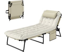 Outsunny Sun Lounger Stahl, Polyester 68L x 189B x 33H cm Beige