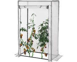 Outsunny - Tomatenkas - Staal - Kunststof - 100L x 50B x 150H cm - Wit