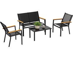 Outsunny Tuin Sofa Set-Staal, Textileen-110L x 63,5B x 84H cm-Zwart