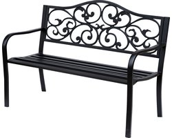 Outsunny - Tuinbank - met Ornamenten - Staal - Zwart