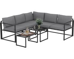Outsunny-Tuinbankset-Staal-194x70x67cm-Grijs